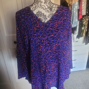 Torrid Blue & Orange Leopard Print Blouse - Size 2